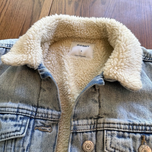 Denim Jacket Womens Sz Small Sherpa Lined Acid Wash Trucker Western Ranch Coat - Picture 1 of 16